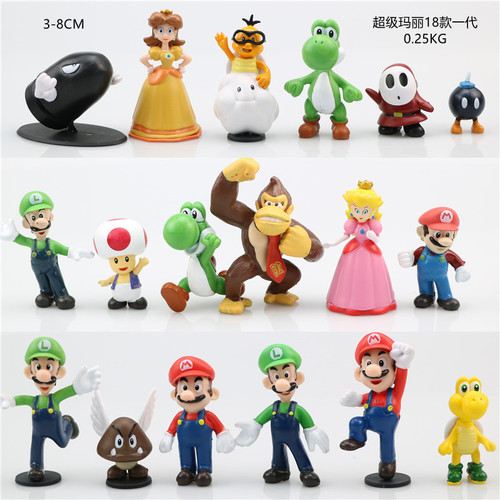 Cross-border animation 18 types of 6 Mario figures Luigi Yoshi Mushroom Super Mario doll model ornaments