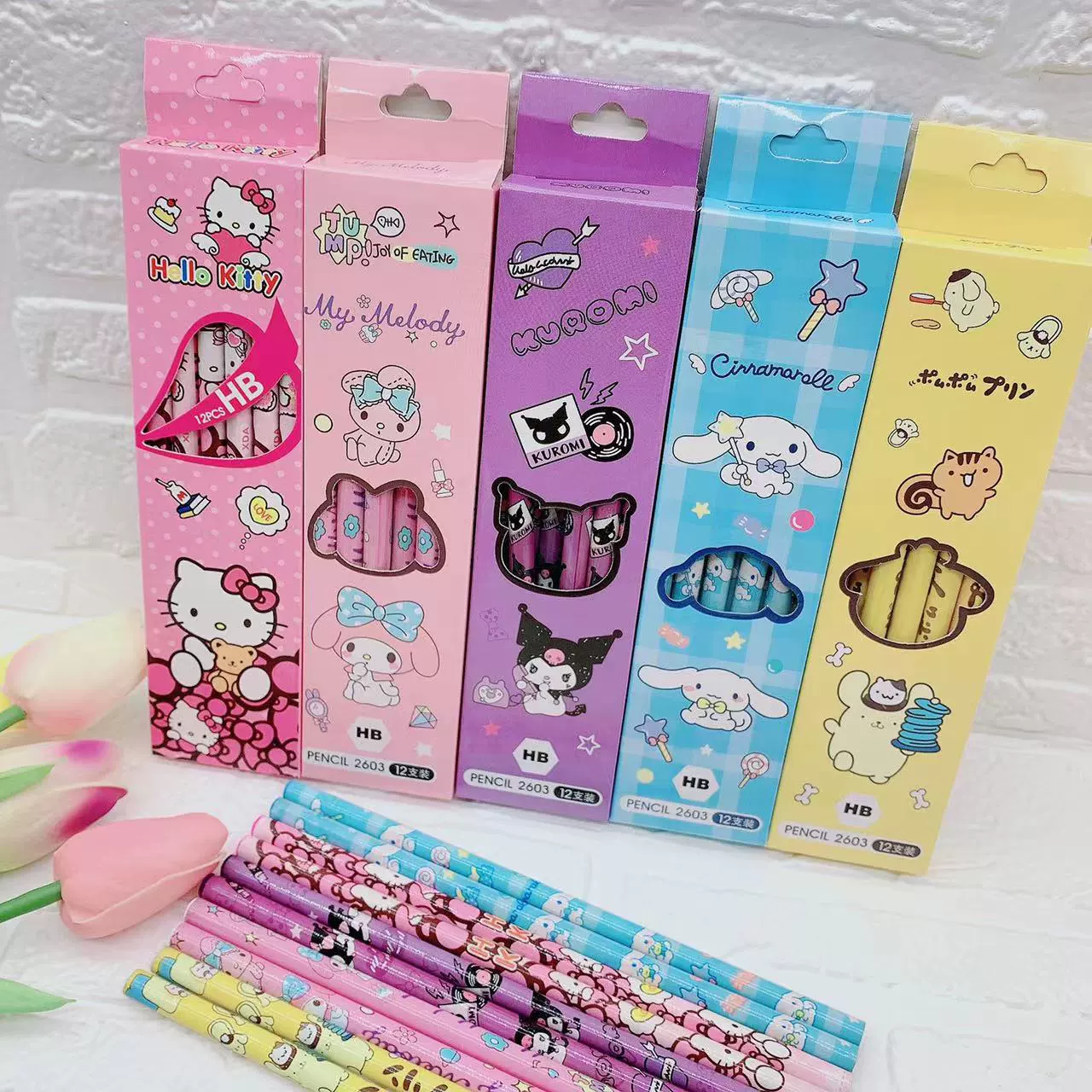 Cartoon Pencil Set 12 pcs Model 2603, HB leads, 17.3 cm — Birthday Gift