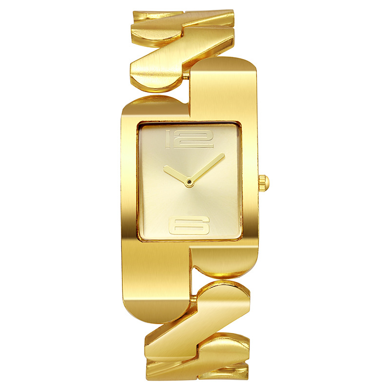クロスボーダーwatchレトロ角カップル石英手リンク時計気質軽贅沢ファッション金色クラシック中古腕時計