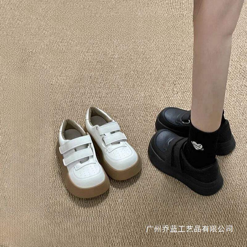 Cute Ins Big Head Sneakers for Women 2025 New Style Velcro Thick Sole Versatile White Shoes for Women