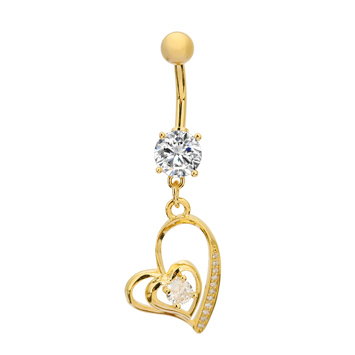 Cross-border Stainless Steel Heart-shaped Diamonds, Body Piercing Jewelry With A High-end Feel, Unique And Stylish Navel_voghion.com