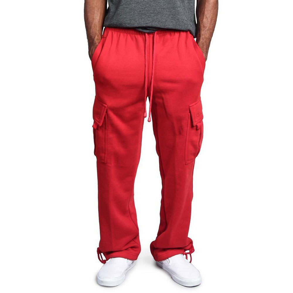 Men's Fleece Casual Work Pants For Autumn And Winter, Multi Pocket Style, Plus Size, Loose Fit._voghion.com