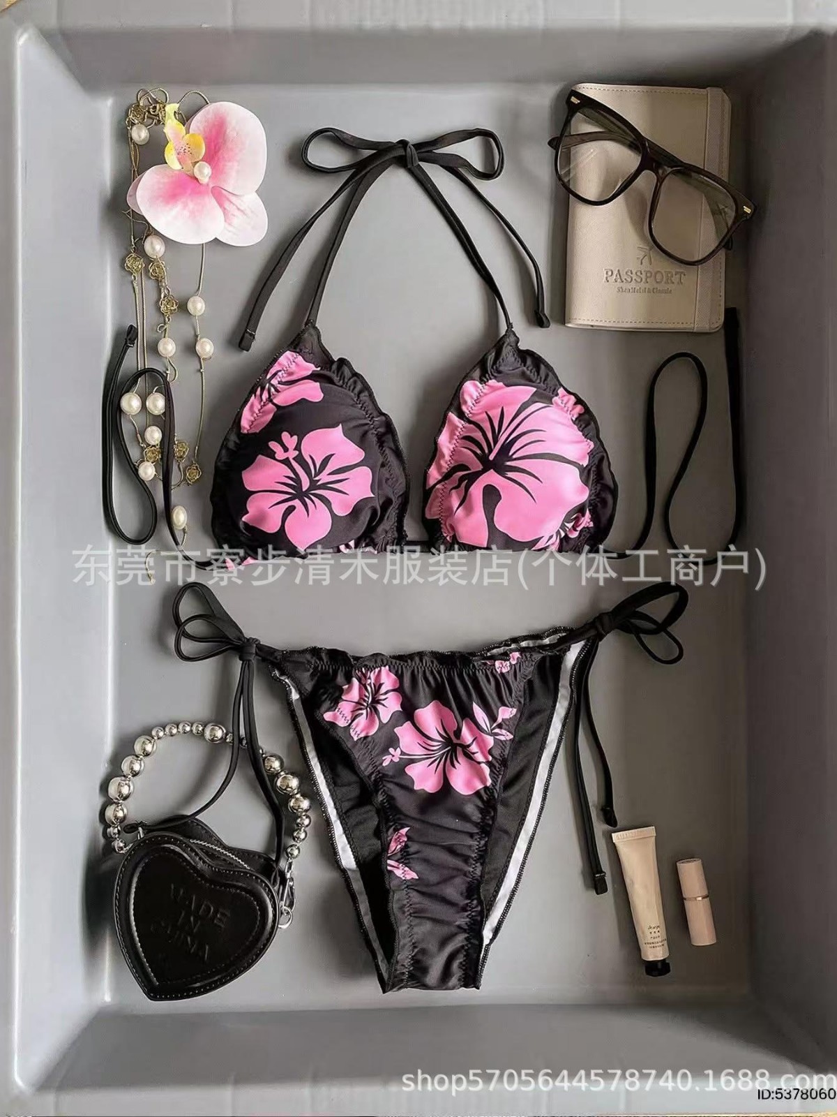 Explosiones transfronterizas de bañador shein impresión de alta calidad split bikini sexy cuello Amazon comercio exterior al por mayor