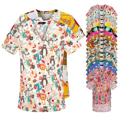 Stain-resistant nurse uniform short-sleeve handwashing shirt for women, doctors, summer thin cotton home care, beauty, pet salon workwear for men