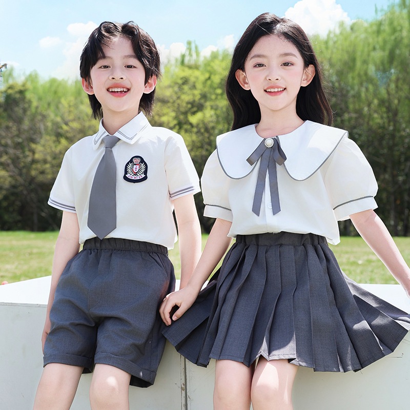 小学生校服英伦风衬衫短袖套装幼儿园园服毕业班儿童节合唱演出服