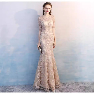 Banquet Evening Dress 2020 New Ordinary Long Bridesmaid Dress Lace Cocktail Dress Host Dress Women's Dress