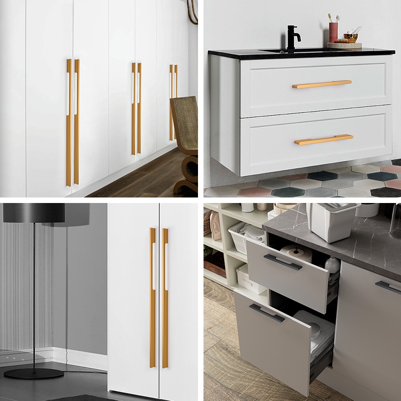 Puerta de gabinete alargada gabinete de cajón minimalista moderno manija pequeña manija de puerta de armario manija de gabinete manija de aleación de aluminio