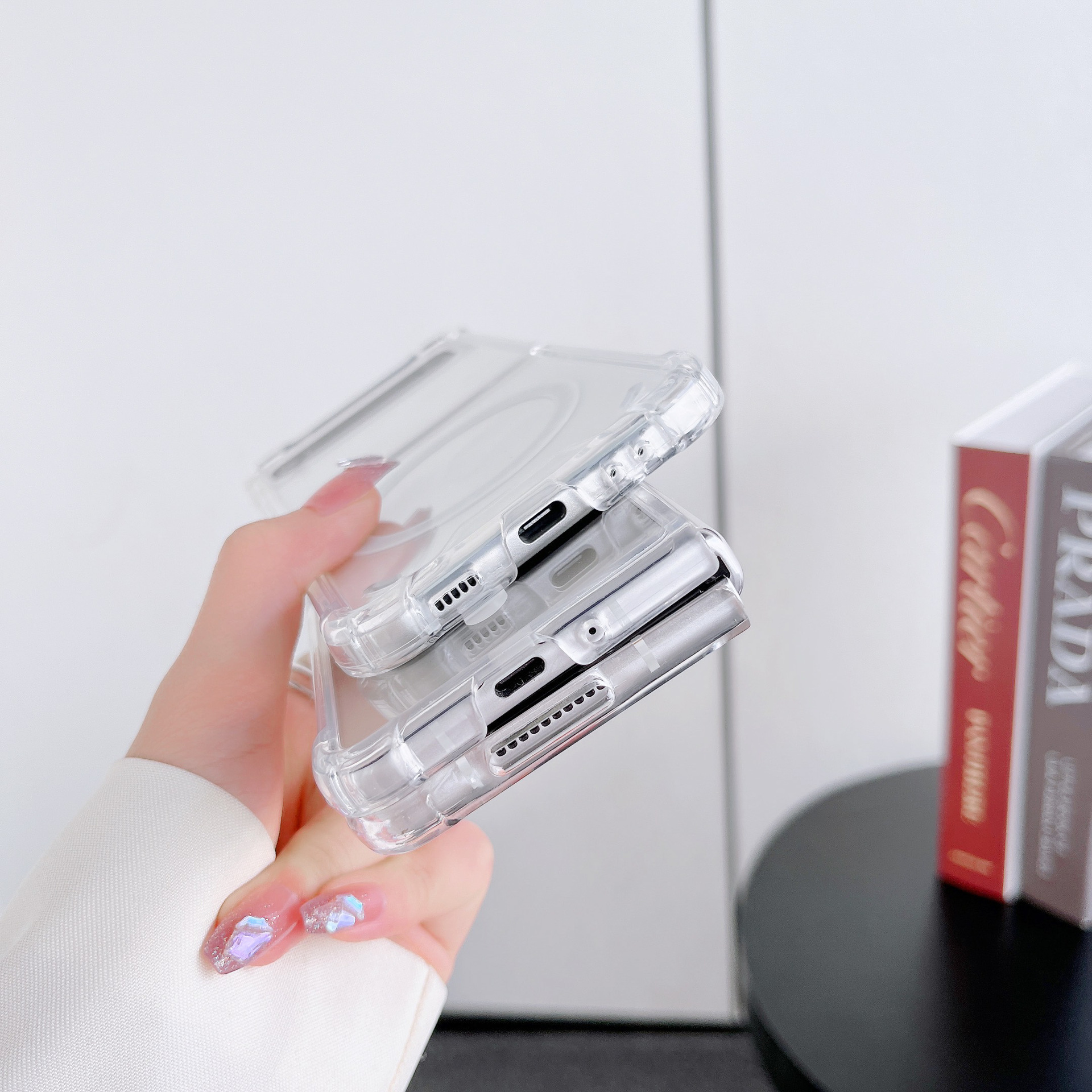 Kompatible Samsung Fold6 Vier-Ecken-Stoßfeste Magnetische Z Fold5/4/ 70% Rabatt Stapelbare Transparente Handyhülle_voghion.com