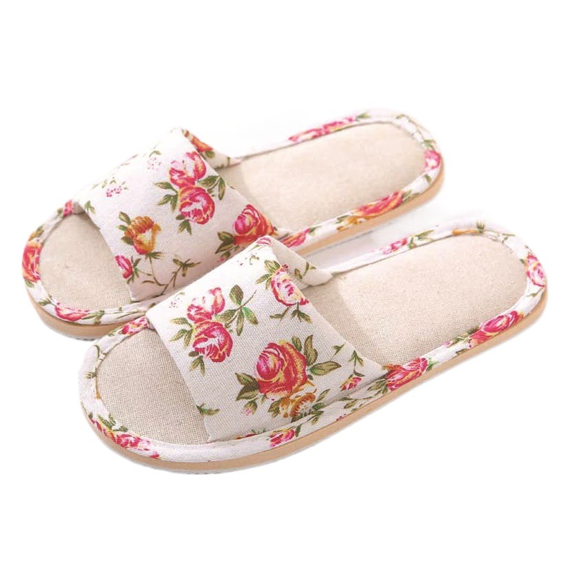 Summer Linen Slippers for Women Pastoral Guest Slippers for Home Indoor Foam Bottom Couple Linen Women's Travel Cotton and Linen Slippers