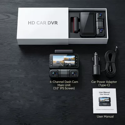 4-Lens 2.5K Ultra-High-Definition Driving Recorder with Clear Night Vision, 360-Degree Parking Monitoring, and Mobile Phone Connectivity for Photo and Video Recording (Driving recorder) - front-camera-left-camera-right-camera-mobile-phone-interconnection
