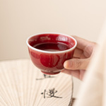 景德镇全手工颜色釉单杯 手工陶瓷主人杯  精品郎红陶瓷单杯收藏