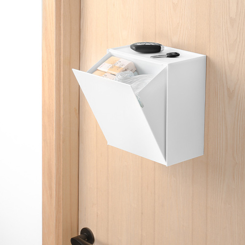Plastic clamshell large box Japanese-style punch-free bathroom trash can makeup remover pad sanitary napkin wall-mounted storage box
