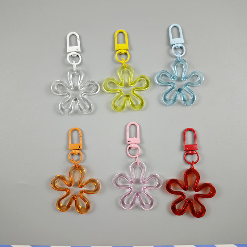 亚克力透明小清新糖果色镂空小花朵钥匙扣情侣闺蜜礼物小礼品挂件
