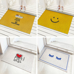 卡通黃色笑臉絲圈進門地墊入戶進戶門防滑蹭土門墊腳墊家用可裁剪