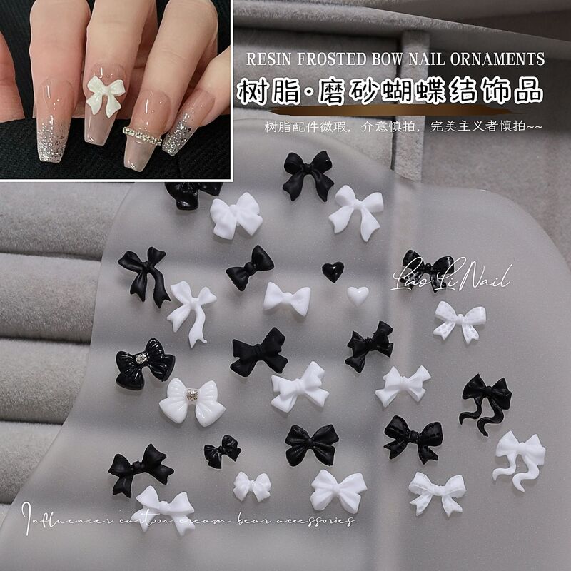 Internet Celebrant Nail Art Jewelry Frosted Simple Bow Black White Tie Nail Decoration Drill Nail Art Resin Accessories Internet Celebrant Nail Art Jewelry Frosted Simple Bow Black White Tie Nail Decoration Drill Nail Art Resin Accessories