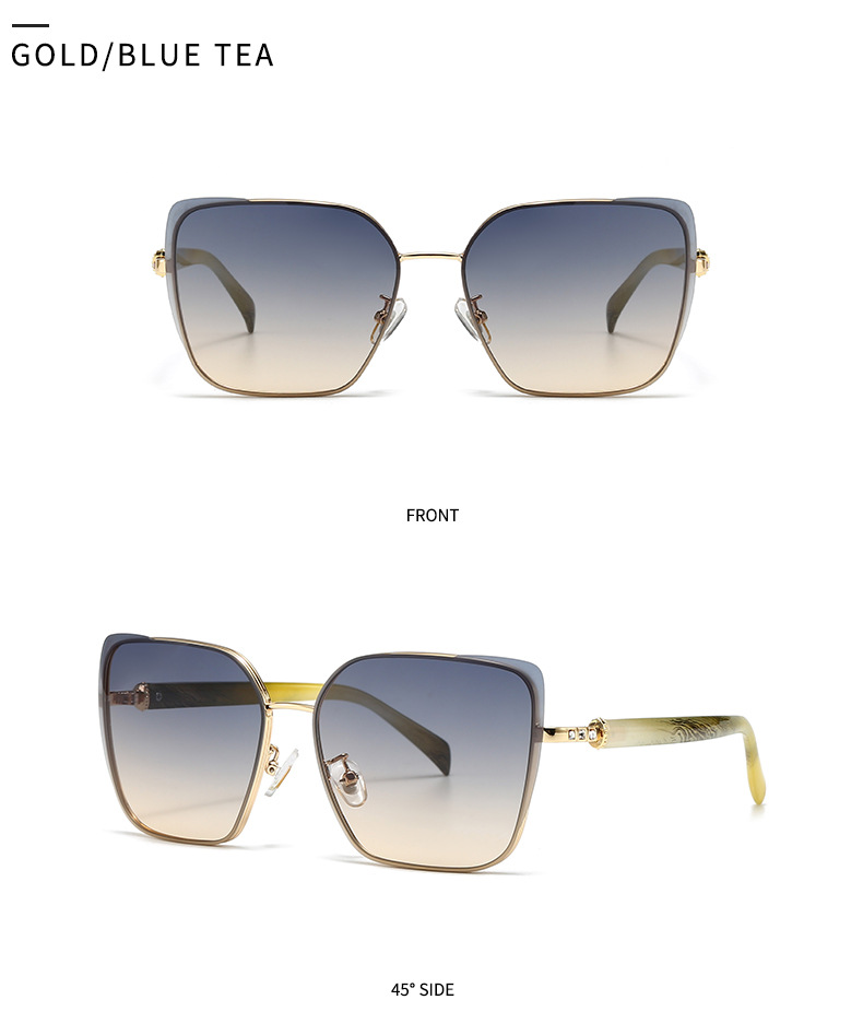 European and American Modern Retro Sunglasses High-end Women's INS Sunglasses All-match Fashionable Metal Sunglasses 5G21_voghion.com