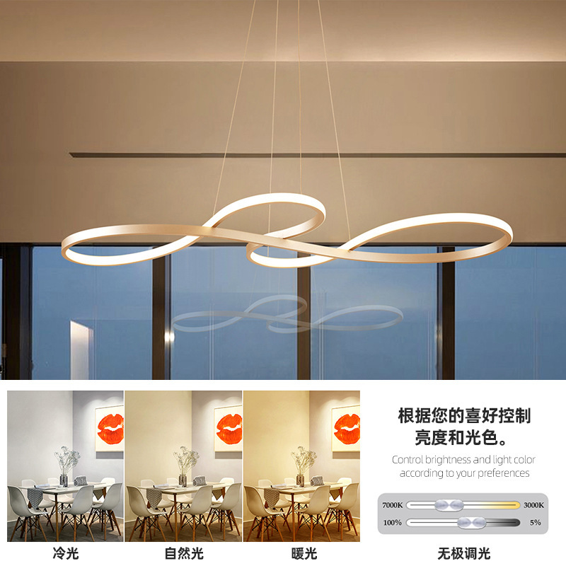 北欧圆环LED吊灯创意个性客厅餐厅吊灯时尚网红简约卧室冷暖光灯|undefined