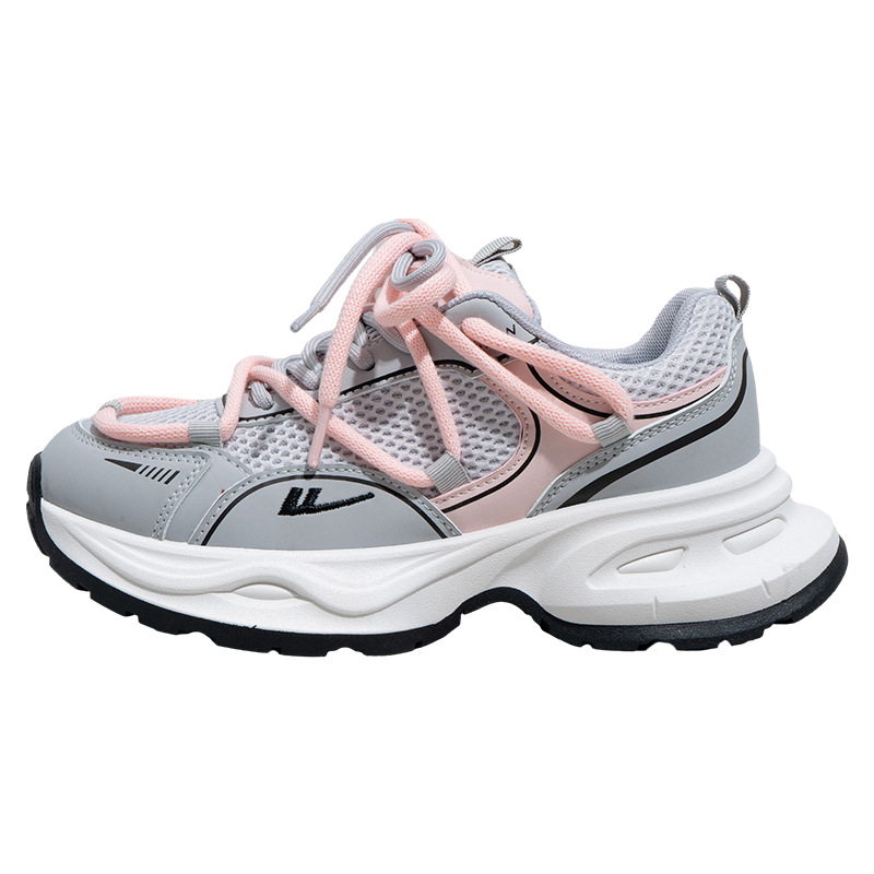 Zapatos de retroceso con doble cordón, zapatos casuales de primavera y otoño, zapatos de malla al aire libre, zapatos de mujer transpirables y cómodos