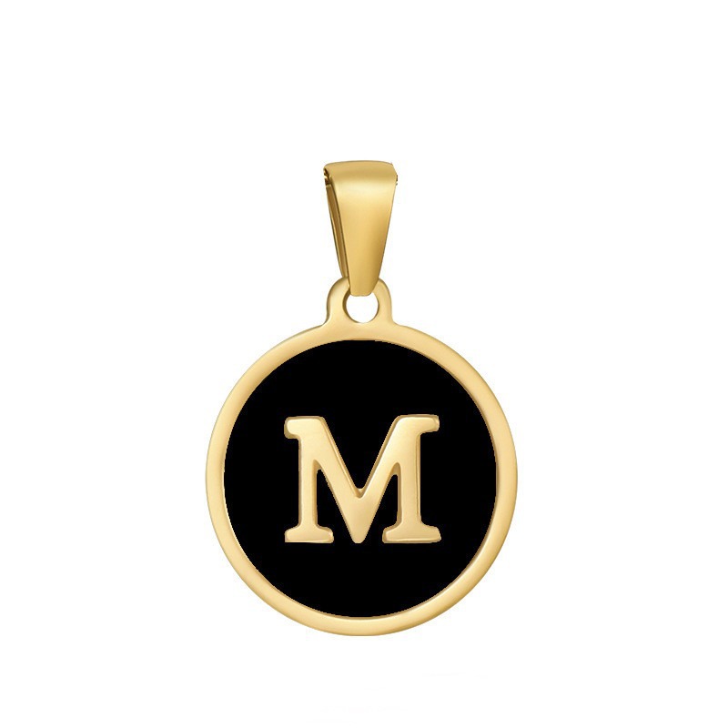 4g Weight Pendant Jewelry Making Type 16mm Jewelry Making Size DIY Jewelry Accessories Classification 1 Piece Quantity 304 Stainless Steel Material Letter, Word Pattern Classic Style Style Enamel, Plating Craft Black Color 1 Piece 16mm 304 Stainless Steel Letter Word Pendant DIY Jewelry Accessories 13