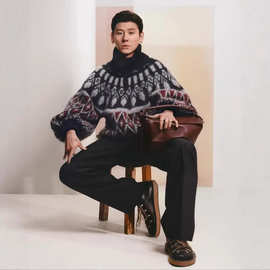 正确版原标现货L家26S满饰几何拉链羊毛毛衣外套休闲百搭男女同款