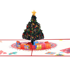 新しいクロスボーダークリスマス立体グリーティングカードシーン紙彫刻クリスマスツリーギフトホリデー手作り祝福カード