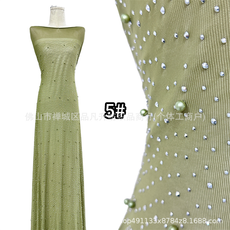 Nuevo full sky star perla caliente tela de malla de perla multicolor mano clavado cuentas para el pecho vestido de noche tela de boda