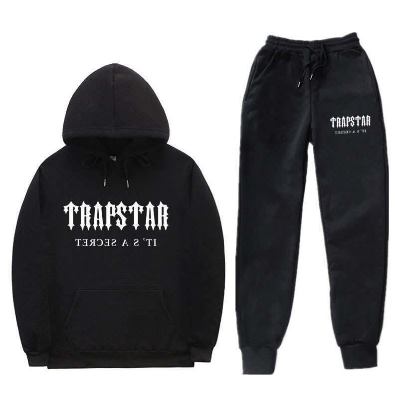 Threaded Bottom Swing Men's and Women's Casual Sports Suit Fashion Trapstar Letter Printed Sweater Pants Suit Threaded Bottom Swing Men's and Women's Casual Sports Suit Fashion Trapstar Letter Printed Sweater Pants Suit
