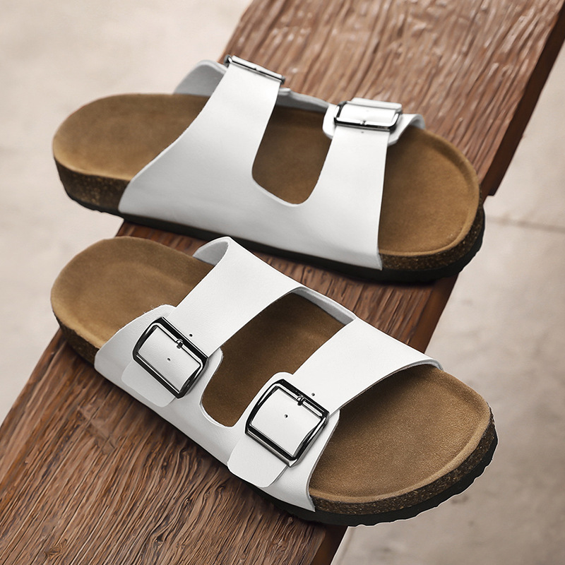 Zapatillas de verano de tacones planos para hombres zapatillas de sandallas casuales con base de corcho zapatos de playa para hombres zapatillas de sandallas para hombres