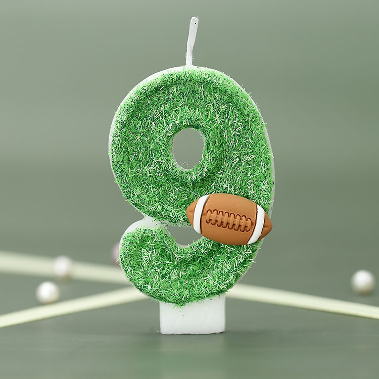 Vela de cumpleaños digital niño rugby pastel vela verde fresco deportes serie Vela productos transfronterizos