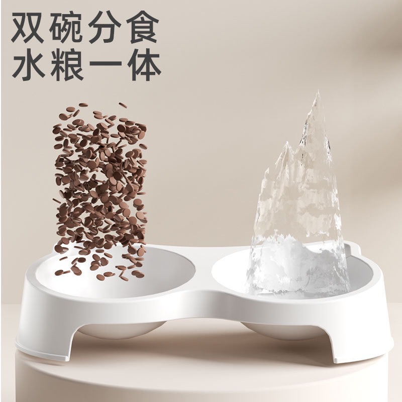 Tazón de alimentación para gatos de mascotas, tazón de alimentación para gatos, tazón de alimentación para gatos, tazón de alimentación para gatos, doble tazón de alimentación para gatos, cuello inclinado para evitar derribar el tazón para perros