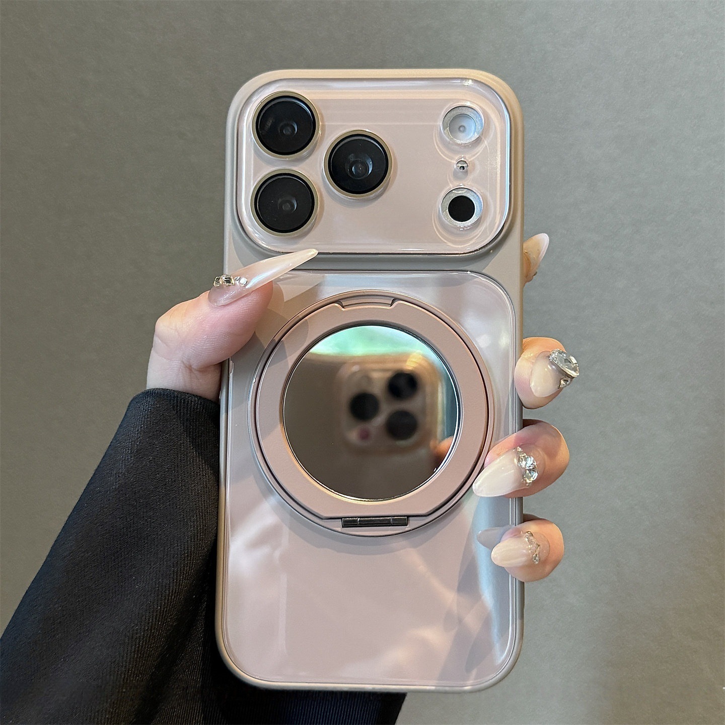 Funda Magnética de Vidrio para iPhone 17 Pro Max con Soporte Giratorio de Espejo, Antigolpes