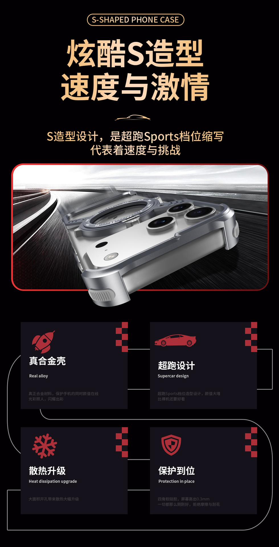 Ốp lưng iPhone 16/17 Pro Max khung kim loại không viền, nam châm tích hợp giá đỡ, tản nhiệt — Đen, Cam, Xám không gian sâu chi tiết 2