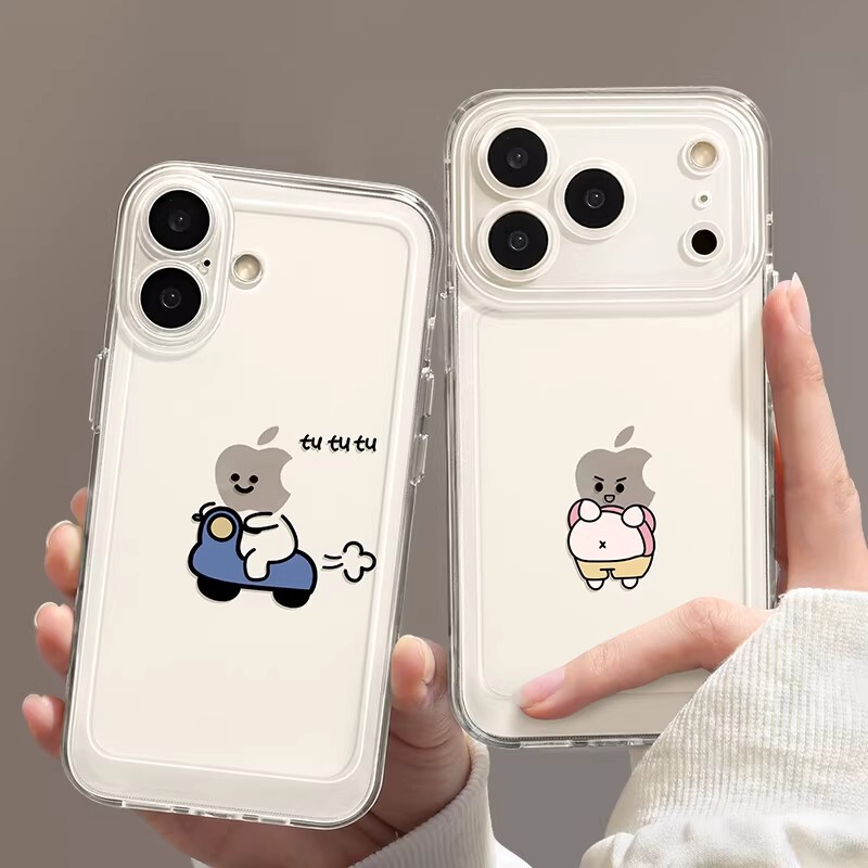 Cute Little Figure Transparent Case Suitable for Apple 17 Pro Max Soft Case iPhone 15 Simple 14 Female 13 Phone Case