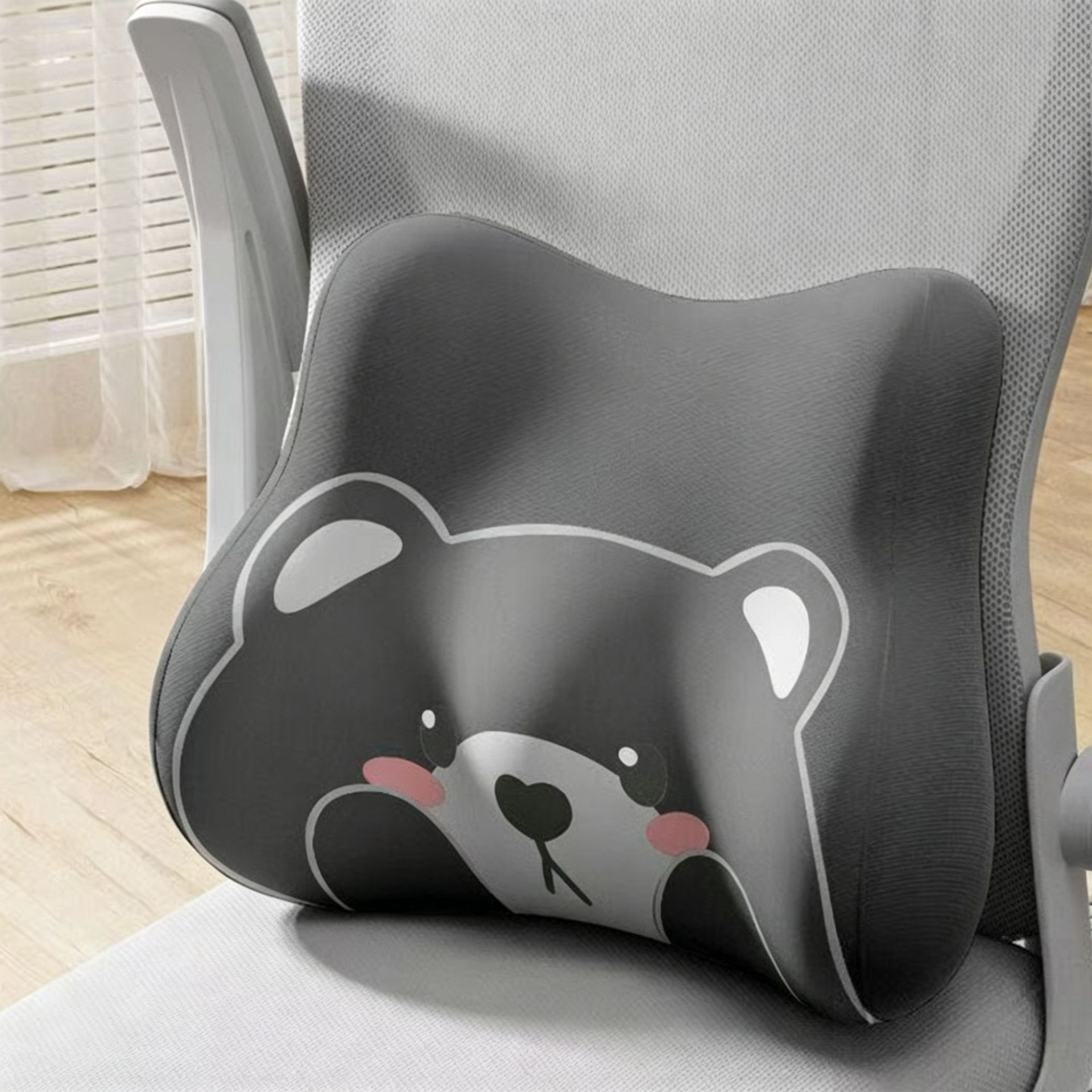 Cross-border cartoon bear lumbar support cushion for office workers, long-sitting waist protector, memory foam slow-rebound car cushion
