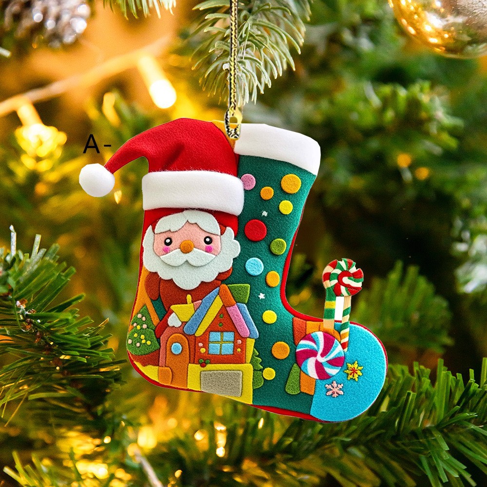 Serie de calcetines de Navidad transfronterizas acrílico plano para automóviles colgante de decoración de árbol de Navidad atmósfera de vacaciones colgante image 6