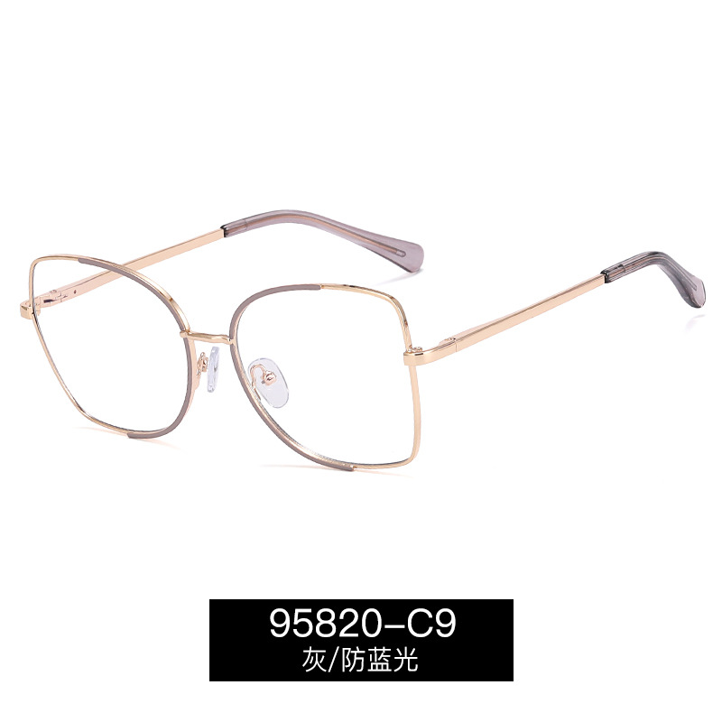 95820 nuevas mujeres de moda de metal marco grande gafas lisas marco completo anti-azul gafas de luz miopía gafas marco