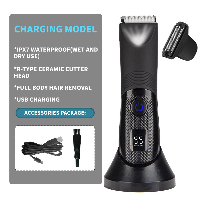 Cortadora de pelo corporal para hombres, transfronteriza, eléctrica, de cerámica, con pantalla digital, impermeable, recortadora para áreas privadas, dispositivo de depilación para todo el cuerpo, axilas y ingle. image 12