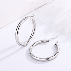 S925銀大小耳圈女韓國個性氣質耳墜耳釘耳飾圓形圓圈圈款圓環耳環