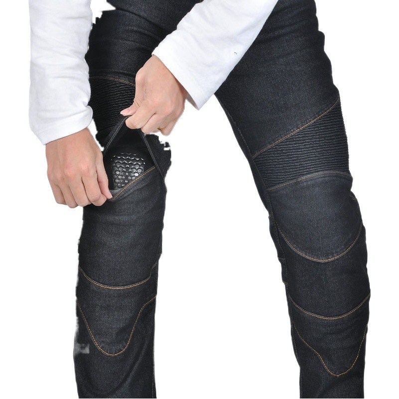 Pantalones vaqueros de la motocicleta popular transfronteriza clásica vieja vaca elástica motocicleta fuera de la carretera de cintura alta recta pantalones de montar con tapa