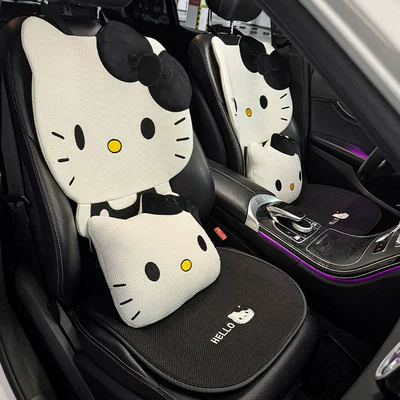 Seat cushion, seat cover: non-slip cartoon hellokitty car seat - black-and-white-kt-front-row-six-piece-pillow-set