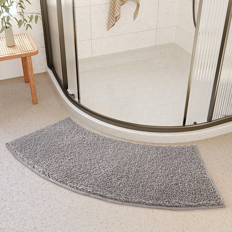 Toilet Bathroom Curved Floor Mat Shower Room Solid Color Household Absorbent Fan-shaped Foot Mat Bath Non-slip Carpet Door Mat