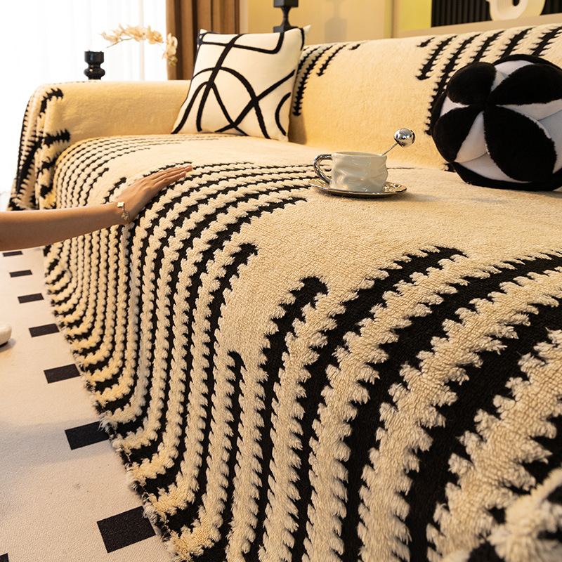 2024 nueva toalla de sofá de alta sensación de tela de peluche cubierta de sofá cuatro estaciones general otoño invierno engrosado manta antideslizante