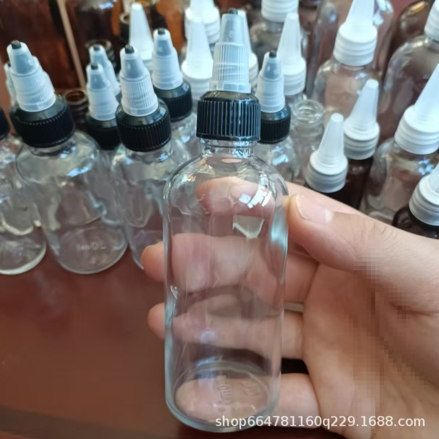 Botella de punta de vidrio Botella de aceite esencial Botella de esencia Botella de agua Botella de solución bruta Botella vacía Botella de goteo de punta rotativa Botella sellada