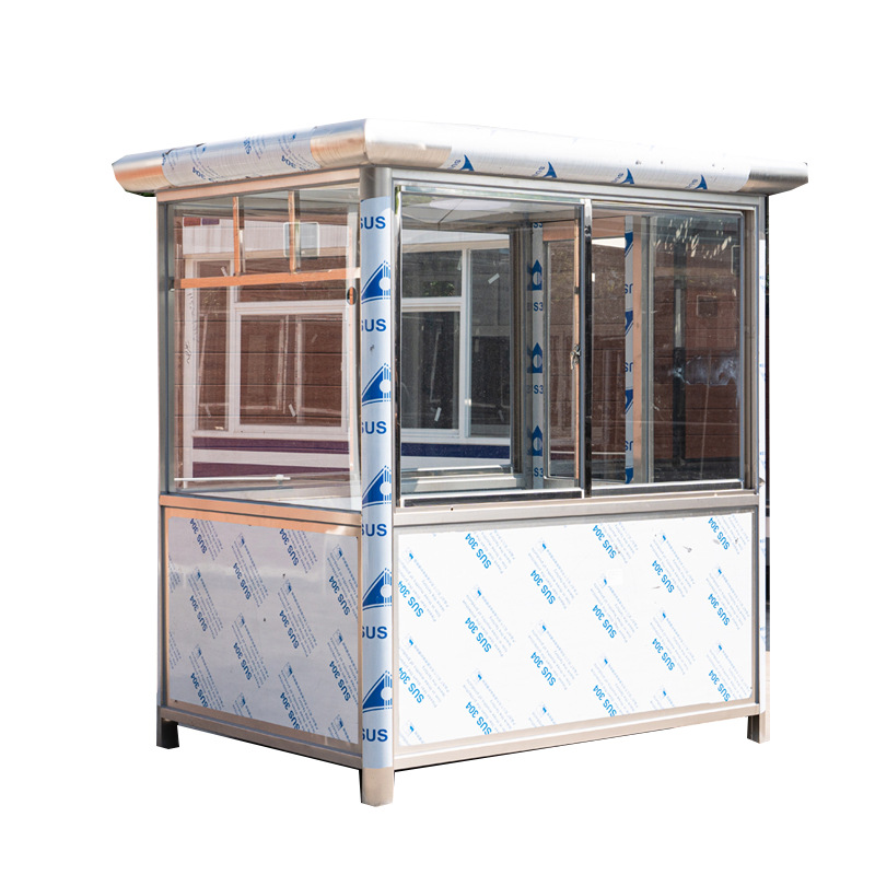 Cabina de seguridad al aire libre cabina de guardia de acero inoxidable móvil estacionamiento de autopista cabina de peaje comunidad sala de servicio de portero