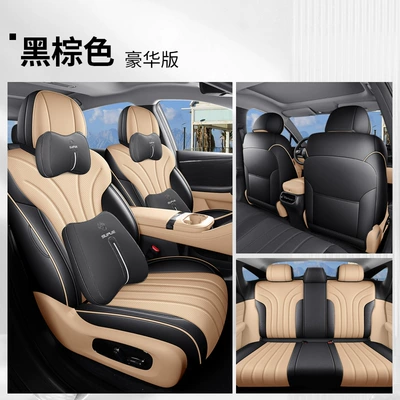 Aioni60 car seat cushions, full – Modelə uyğun (Original) oturacaq örtükləri - yf-luxury-edition-black-brown-full-coverage-26-units-of-aion-i60-with-a-dining-table-behind-the-passenger-seat-three-seats-in-the-rear-row