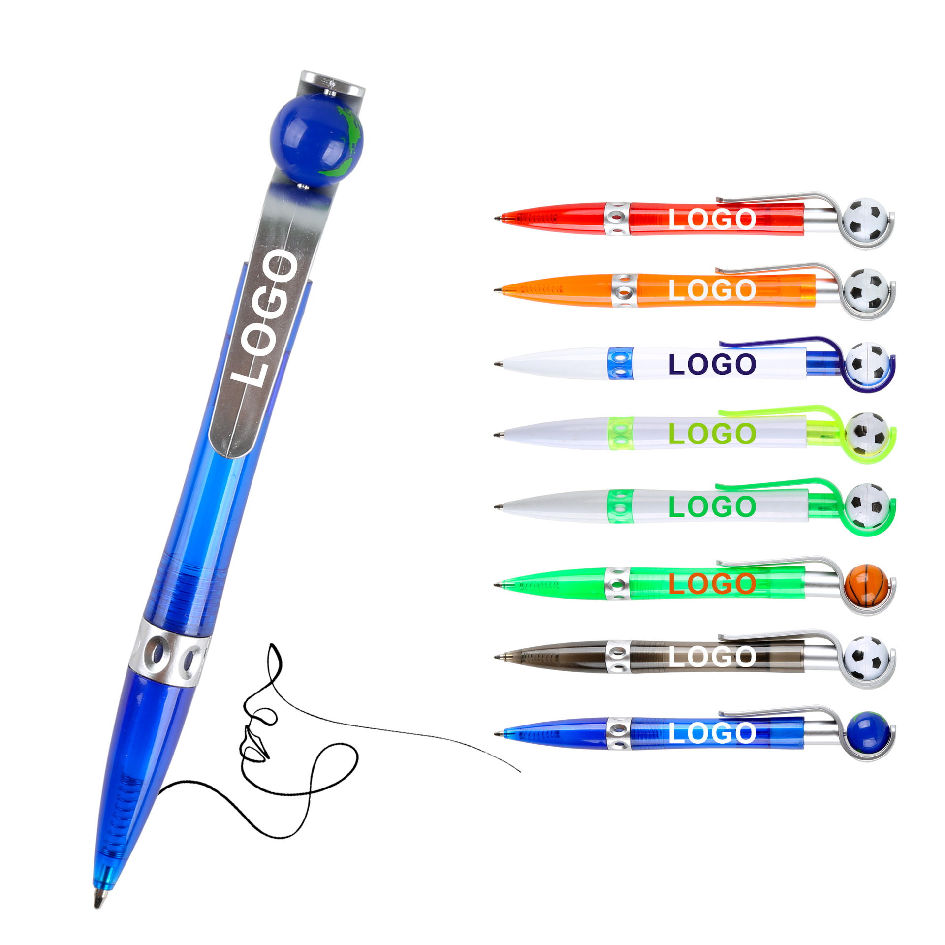 Manufacturer's Innovative and Interesting Globe Football Press Pen Kidsren's Stationery Small Gift Printable Logo Ballpoint Pen
