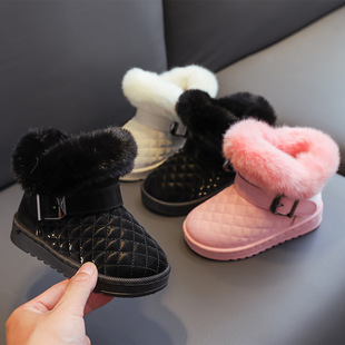 2025 Autumn and Winter New Leather Kidsren's Export Snow Boots Waterproof Thickeneded Cotton Boots Boys and Girls Short Boots Baby Cotton Shoes