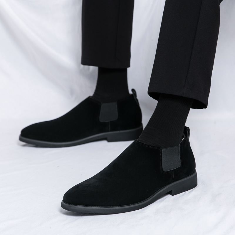 Zapatos de cuero simples transfronterizos de talla grande para hombres 2025 otoño e invierno nuevos zapatos de guisantes perezosos de cuero esmerilado para hombres