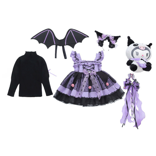 Girl's Loli Lolita Princess Dress Halloween Autumn Winter Long Sleeve Cosplay Costume Winged Child Glowing Dress