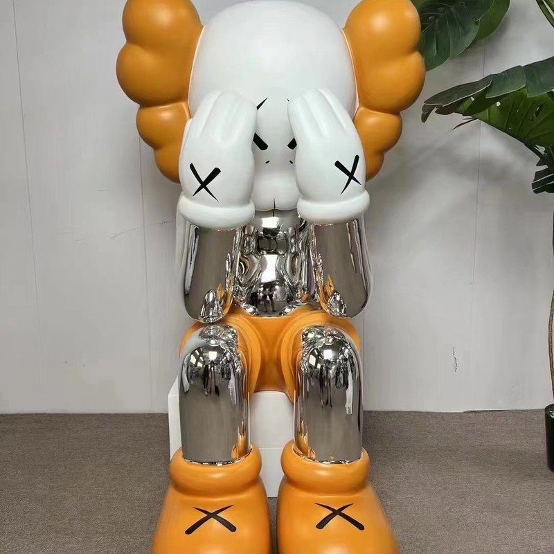 インターネット有名人のトレンディな Kaws 漫画のグラスファイバー彫刻人形暴力的なクマのセサミストリートホームディスプレイ床置き大型装飾品|undefined